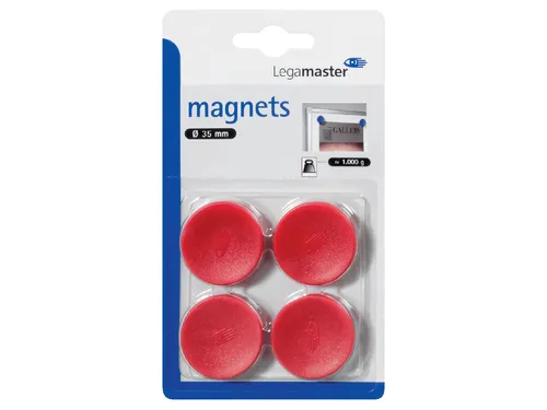 Magneet Legamaster 30mm 850gr rood 4 stuks
