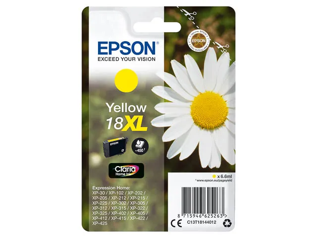 Inktcartridge Epson 18XL T1814 geel HC C13T18144012