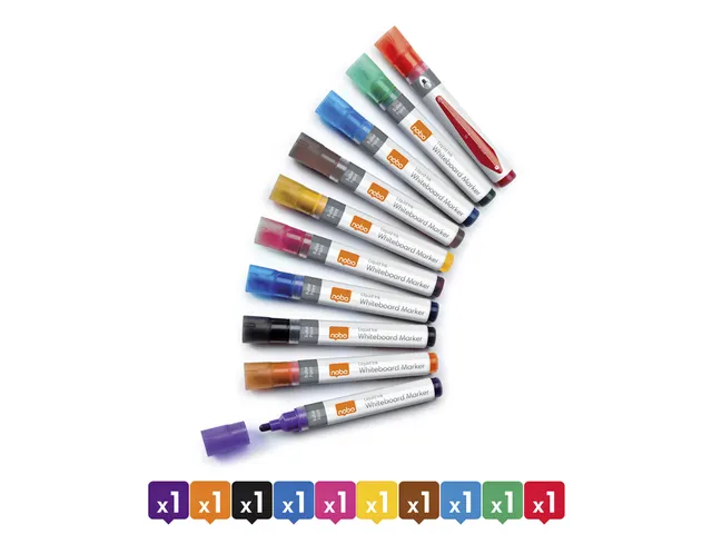 Marqueur tableau blanc Nobo Liquid Ink ogive 3mm assorti 10 pièces