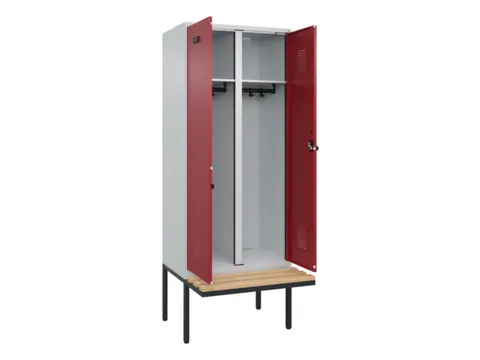 locker met bank,voor scheiding van kleding,HxBxD 2120x800x815mm,2vak