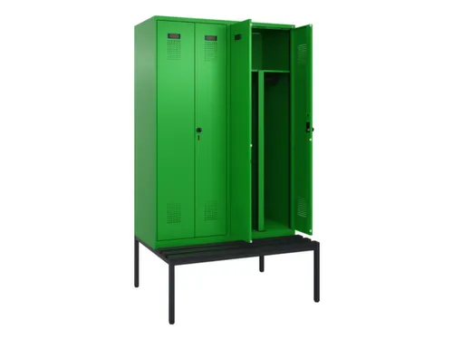 PBM-locker met bank,HxBxD 2120x1200x815mm,4vak,vak B 300mm