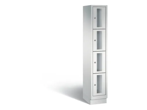 Lockerkast 1800x320x500mm 1x4 vakken Cilinderslot, Sokkel, RAL7035