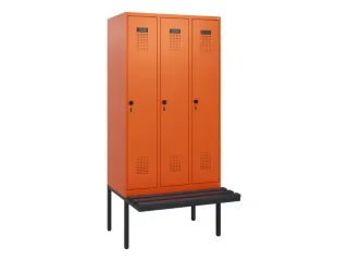 locker met bank,HxBxD 1950x900x815mm,3vak,vak B 300mm,draaigrendel - 2