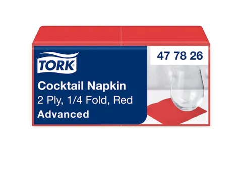 Tork 477826 Cocktailservet Advanced Rood 24x24cm