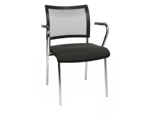 Bezoekersstoel Armleuningen Zwart Stof Rugleuning Netbekleding Zwart