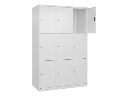 lockerkast,HxBxD 1850x1200x500mm,3x3vakken,vak B 400mm,cil.-slot