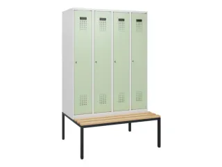 locker met bank,HxBxD 1950x1200x815mm,4vak,vak B 300mm,cilinderslot - 2