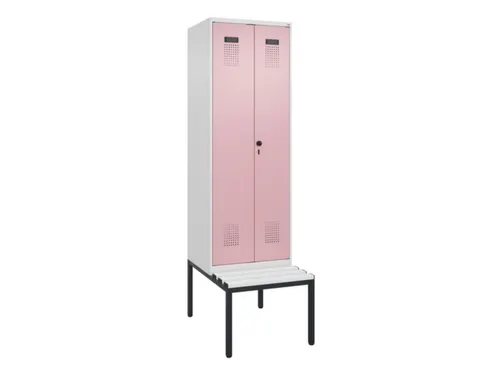 locker met bank,voor scheiding van kleding,HxBxD 2120x600x815mm,2vak