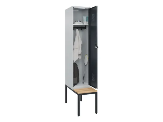 locker met bank,HxBxD 2120x400x815mm,1vak,vak B 400mm,draaigrendel