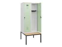 locker met bank,HxBxD 1950x800x815mm,2vak,vak B 400mm,draaigrendel
