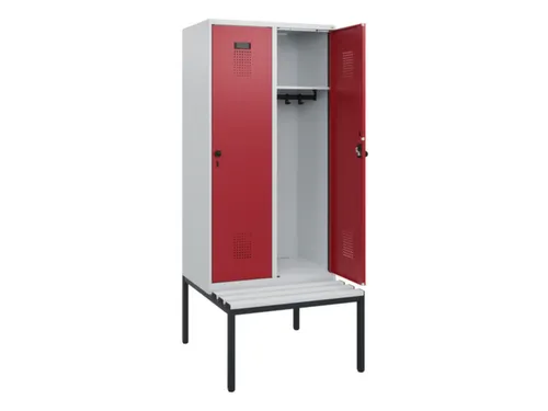 locker met bank,HxBxD 1950x800x815mm,2vak,vak B 400mm,draaigrendel