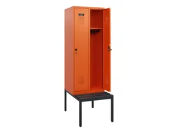 locker met bank,HxBxD 1950x600x815mm,2vak,vak B 300mm,draaigrendel