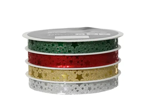 Cadeaulint Decoris rol met 4 kleuren assorti 16 meter