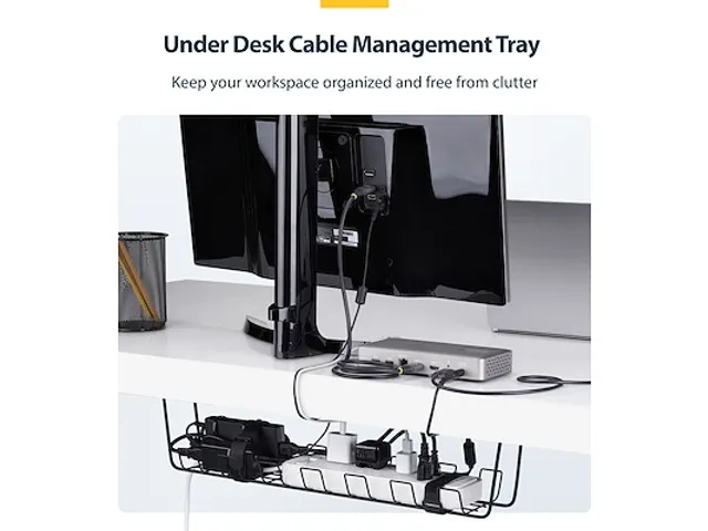 Kabelmanagement Tray voor onder bureau, 61,5cm Zwart