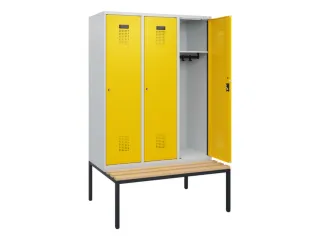 locker met bank,HxBxD 1950x1200x815mm,3vak,vak B 400mm,cilinderslot - 1