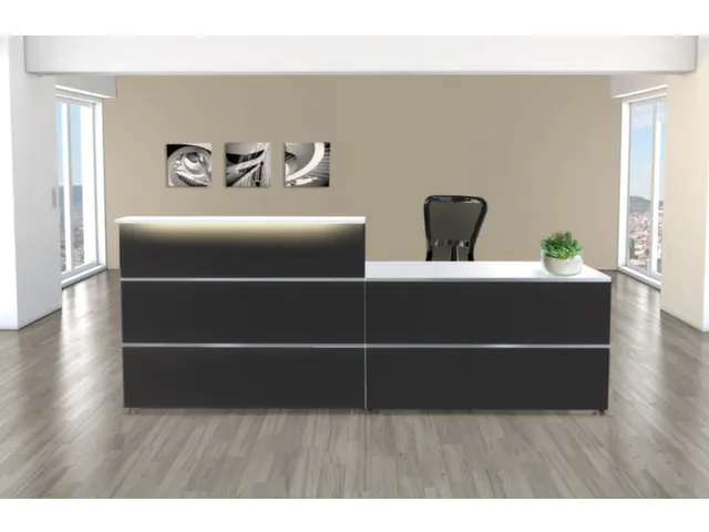 Balie Compleet 2700x1015mm Recht Front Antraciet Bladen Wit