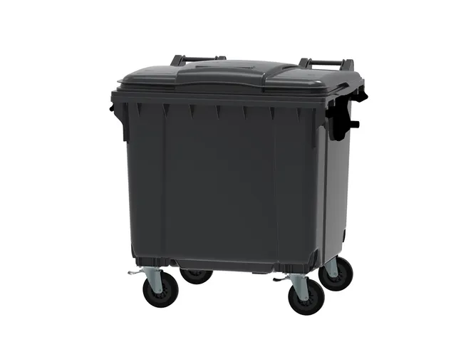 Container 1100 Liter Vlak Deksel Grijs