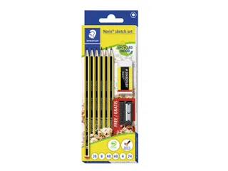 Potlood Staedtler Noris HB blister à 6 stuks met gum en gratis slijpe - 1