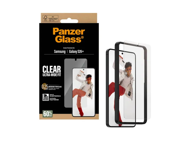 PanzerGlass Ultra-Wide Samsung Galaxy S26 Plus Screen Protector Temper