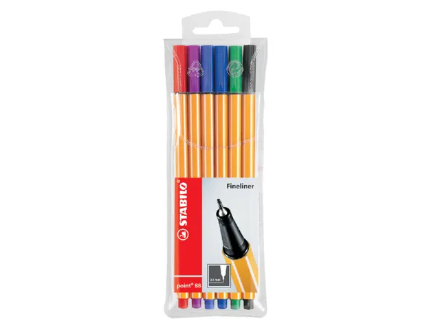 Fineliner Stabilo Point 88 0.4mm 6 Stuks Assorti