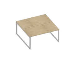 benchtafel,HxBxD 730x1600x1600mm,blad eiken,sledeframe aluminium
