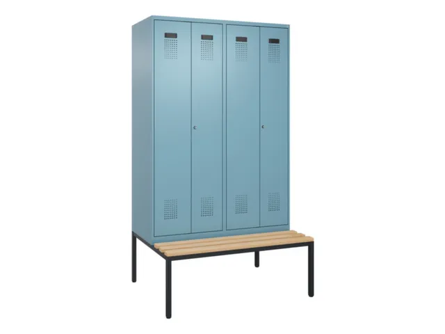 locker met bank,voor scheiding van kleding,HxBxD 2120x1200x815mm,4vak