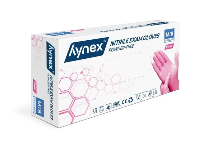Handschoen Hynex nitril M roze 3.5gr 100 stuks