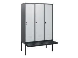 locker met bank,HxBxD 1950x1200x815mm,3vak,vak B 400mm,draaigrendel