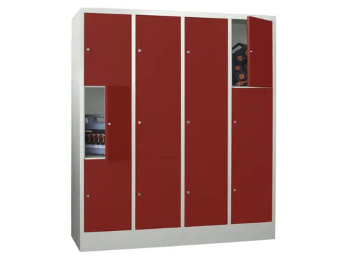 lockerkast,HxBxD 1850x1600x500mm,4x3vakken,RAL7035,front RAL3000
