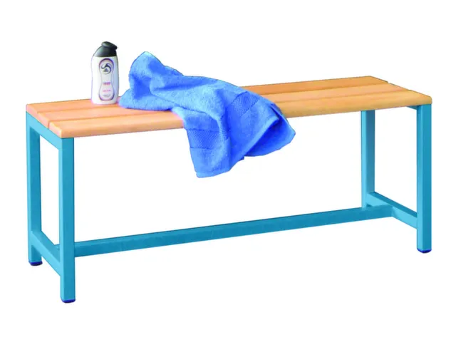 banc-patère,LxP 1000x370mm,barrettes en bois hêtre,piètement RAL501