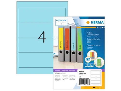Herma 4298 Rugetiket 192x61mm Blauw permanent klevend 400 stuks