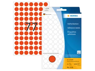 HERMA 2236 Multipurpose etiketten Rond 13mm Fluor Rood 1848 stuks - 1