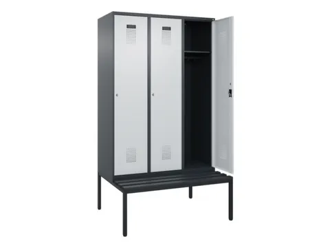 locker met bank,HxBxD 2120x1200x815mm,3vak,vak B 400mm,cilinderslot