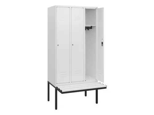 locker met bank,HxBxD 1950x900x815mm,3vak,vak B 300mm,cil.-slot