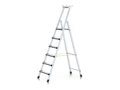 trapladder,eenzijdig,6treden,m. bekleding,stand H 1,25m,balk L 2,06m