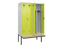 PBM-locker met bank,HxBxD 2120x1200x815mm,4vak,vak B 300mm