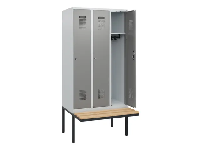 locker met bank,HxBxD 1950x900x815mm,3vak,vak B 300mm,cilinderslot
