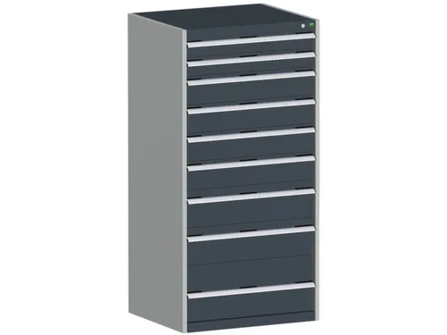 ladekast HxBxD 1600x800x750mm 9laden RAL7035 front RAL7016
