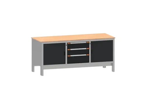 werkbank,HxBxD 870x1850x725mm,multiplexblad,draagverm. 1000kg,4voeten