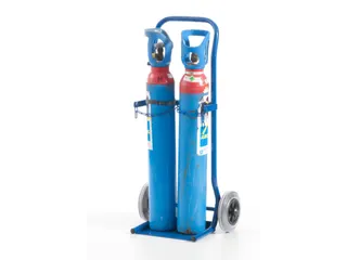 Flessenkar,draagverm. 100kg,2x10l fles,m. ketting,RAL5010,TPE-banden - 13