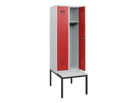 locker met bank,HxBxD 1950x600x815mm,2vak,vak B 300mm,cilinderslot