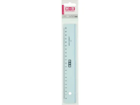 Règle en plastique M+R grise avec étui de rangement 20 cm