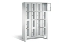 Lockerkast 1850x1190x500mm 4x4 vakken Cilinderslot Poten, RAL7035