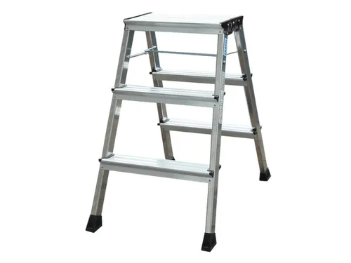 Verrijdbaar Vouwtrapje Aluminium 2x3treden 4 Geveerde Wielen Alumin