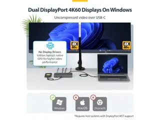 StarTech USB-C Docking Station 2x DP 4K60, 1GbE, 100W PD - 4