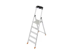 trapladder,eenzijdig,5treden,bordes met profiel,Stand H 1,05m