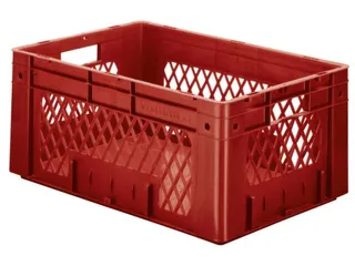 Euronorm Stapelkrat 270x600x400mm 50l Opengewerkt/Bodem Gesl. Rood - 1