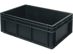 ESD-stapelbak,HxLxB 220x600x400mm,43l,PP,zwart,Wanden gesloten
