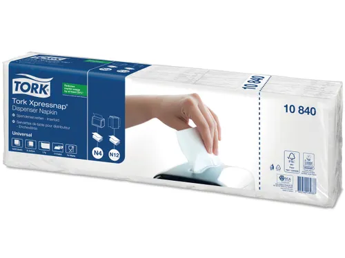 Tork Universal Xpressnap Servetten 10840 1-Laags Wit 1/4 vouw 22x33cm