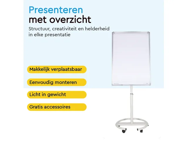 BRASQ Flipover Mobiel Deluxe 70x100cm Magnetisch Wit met accessoires